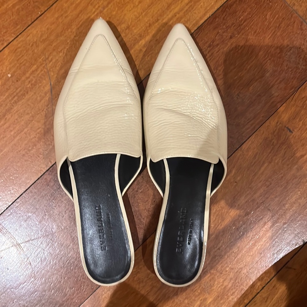 Everlane The Boss Pointed Toe Mules in Cream Size 8.5